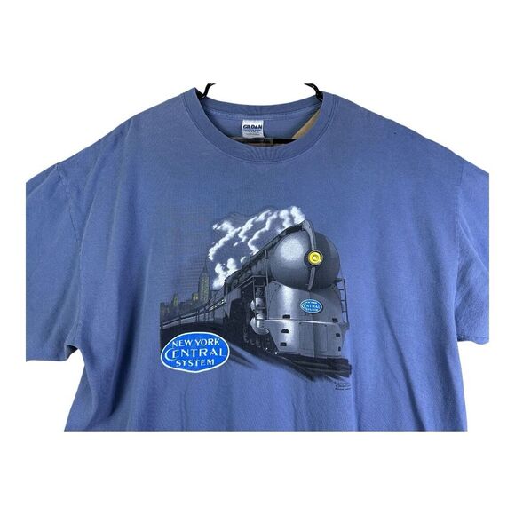 New York Central Railroad T-Shirt Adult 2XL Blue NYC Train Locomotive Transit - Picture 2 of 12